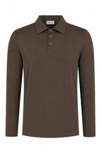 Les Brutes luxury mercerised polo long sleeve in brown for men. Crafted with premium supima cotton for extra comfort and sustainability