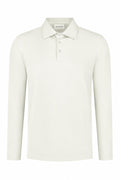 Les Brutes luxury mercerised polo long sleeve in white for men. Crafted with premium supima cotton for extra comfort and sustainability
