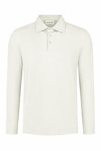 Les Brutes luxury mercerised polo long sleeve in white for men. Crafted with premium supima cotton for extra comfort and sustainability