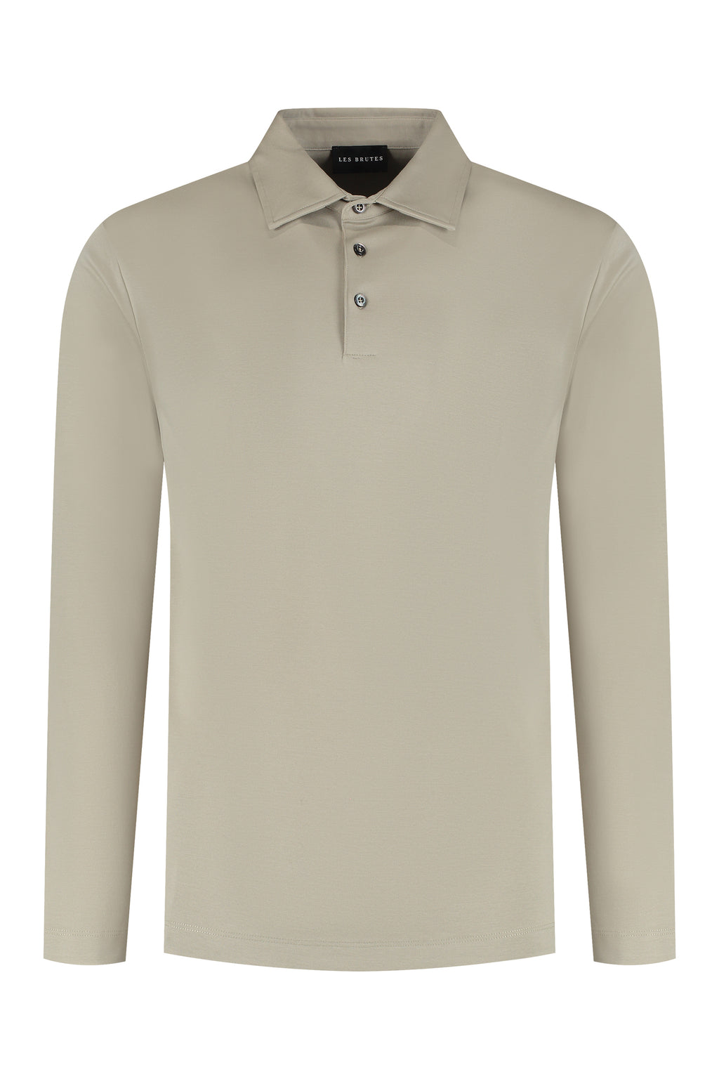 Les Brutes polo longsleeve beige mercerised polo lange mouw beige creme mercerised