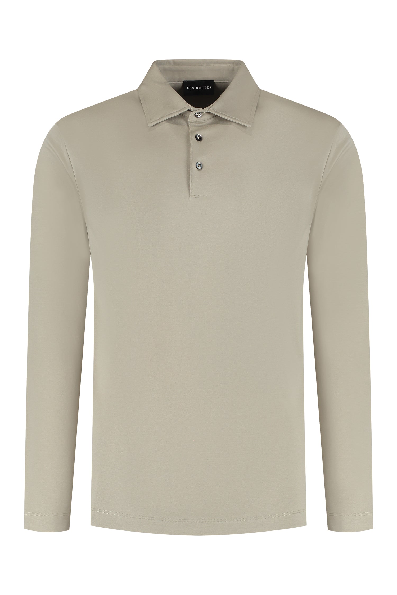 Les Brutes polo longsleeve beige mercerised polo lange mouw beige creme mercerised