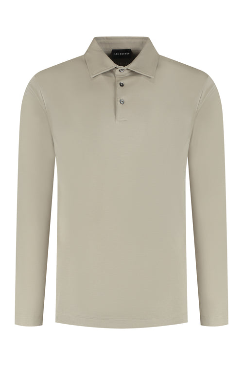 Les Brutes polo longsleeve beige mercerised polo lange mouw beige creme mercerised