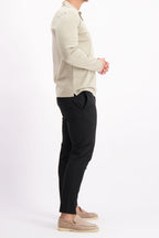Les Brutes polo longsleeve beige mercerised polo lange mouw beige creme mercerised