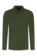Les Brutes polo longsleeve green mercerised polo lange mouw groen army mercerised
