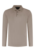 Les Brutes polo longsleeve taupe mercerised polo lange mouw taupe beige creme 