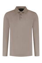 Les Brutes polo longsleeve taupe mercerised polo lange mouw taupe beige creme 