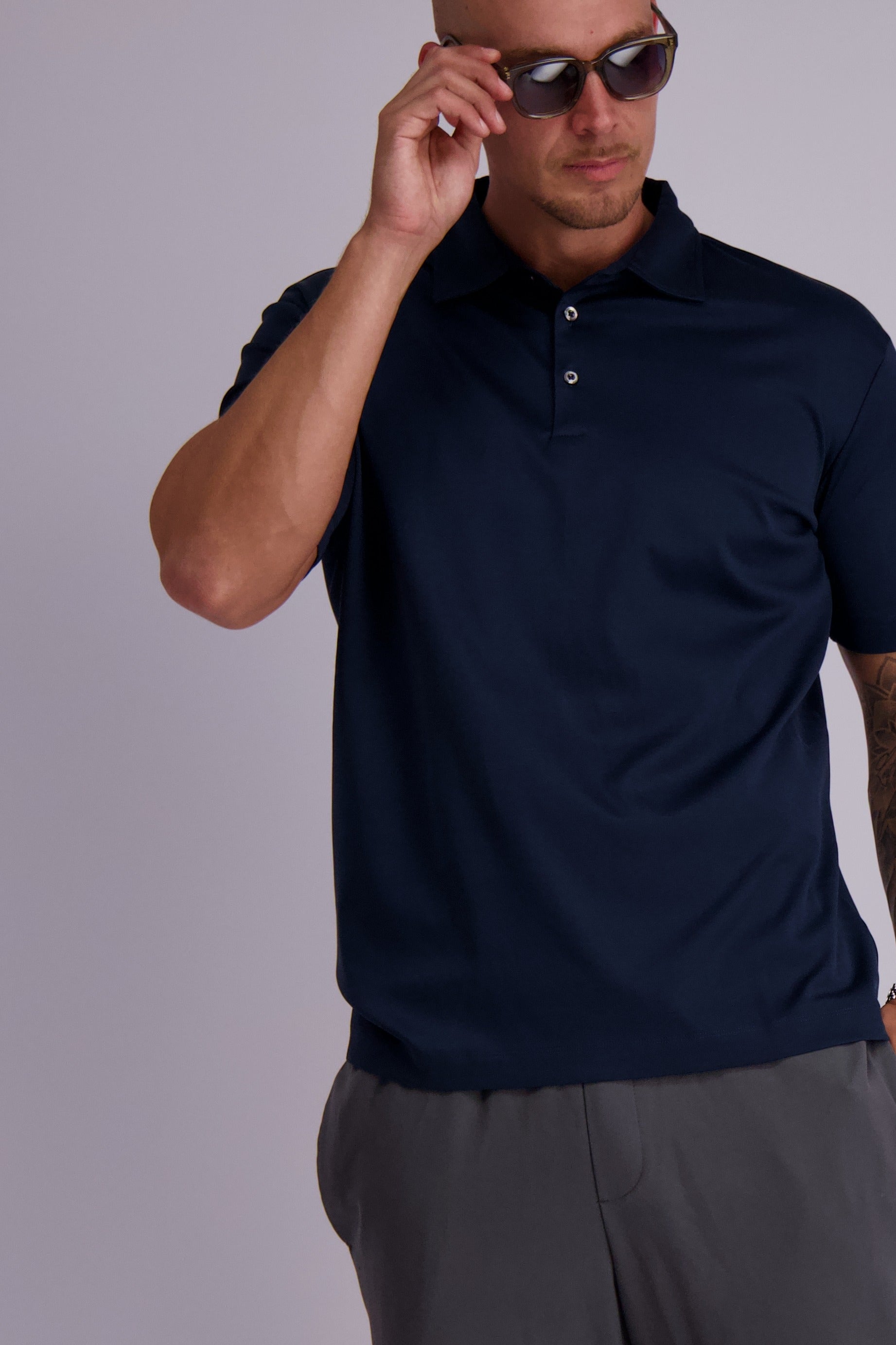 Les Brutes mercerised polo shirt dark blue navy glans polo donkerblauw