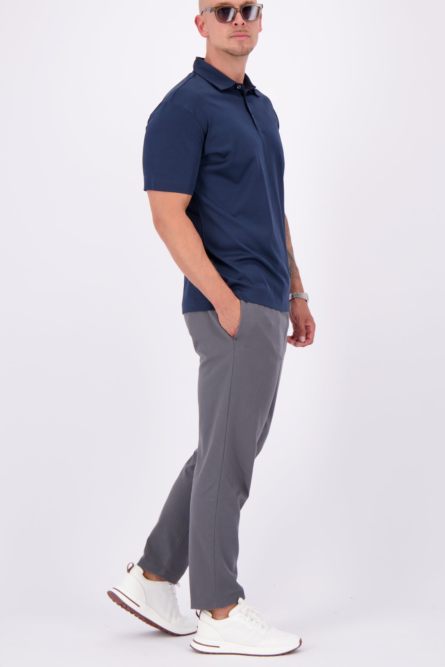 Les Brutes mercerised polo shirt dark blue navy glans polo donkerblauw