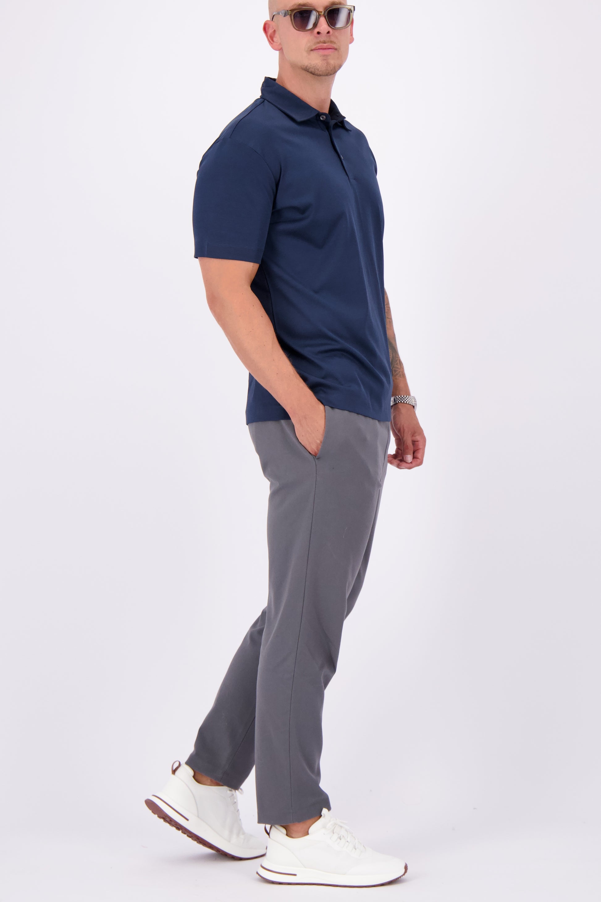 Les Brutes mercerised polo shirt dark blue navy glans polo donkerblauw
