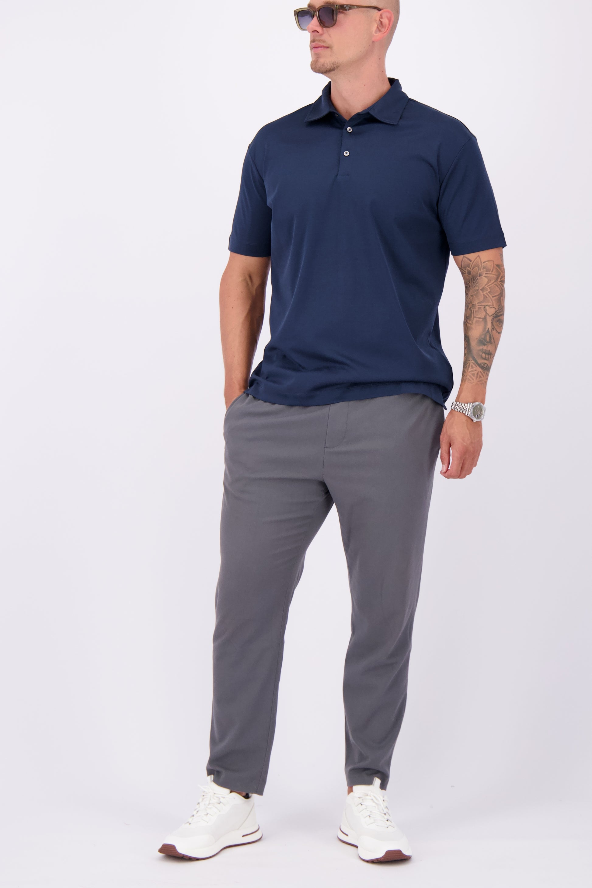 Les Brutes mercerised polo shirt dark blue navy glans polo donkerblauw