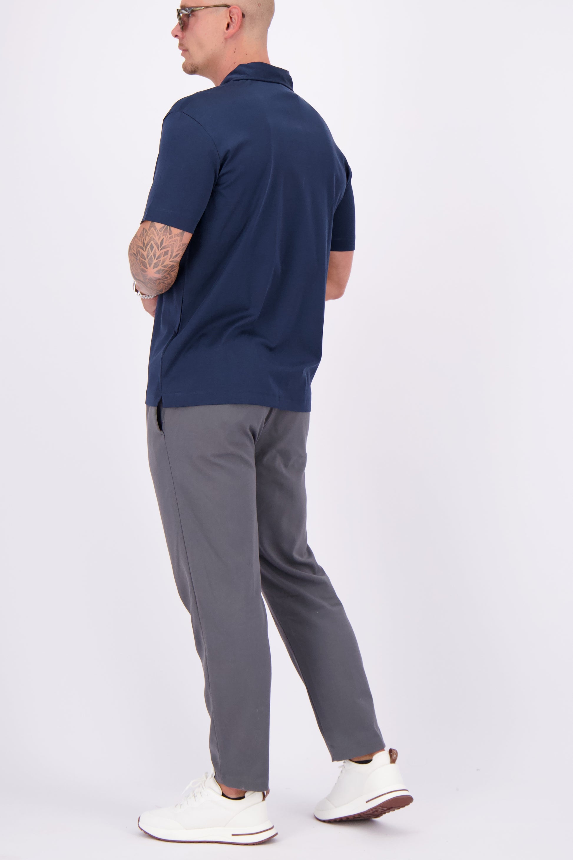 Les Brutes mercerised polo shirt dark blue navy glans polo donkerblauw