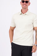 Les Brutes mercerised polo pearl white glans polo shirt wit 