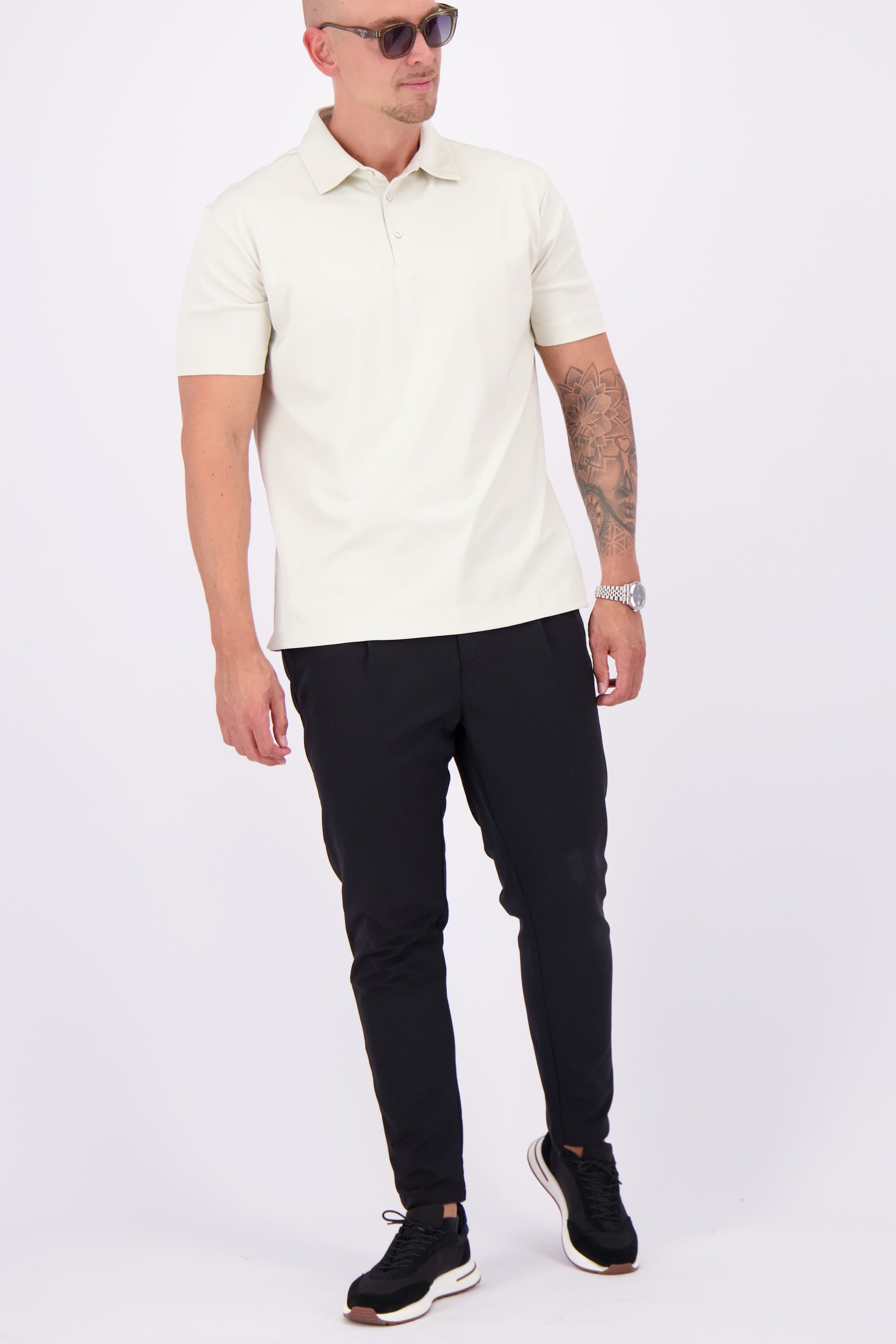 Les Brutes mercerised polo pearl white glans polo shirt wit 