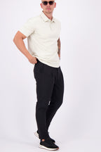 Les Brutes mercerised polo pearl white glans polo shirt wit 