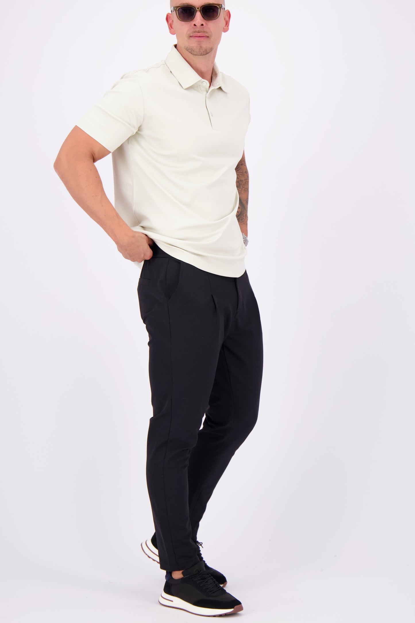 Les Brutes mercerised polo pearl white glans polo shirt wit 