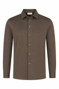 Luxury mercerised shirt in brown from Les Brutes for men. Crafted with double mercerised supima cotton for smart ocassions