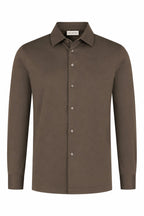 Luxury mercerised shirt in brown from Les Brutes for men. Crafted with double mercerised supima cotton for smart ocassions