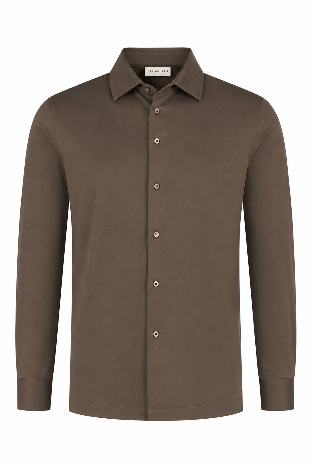 Luxury mercerised shirt in brown from Les Brutes for men. Crafted with double mercerised supima cotton for smart ocassions