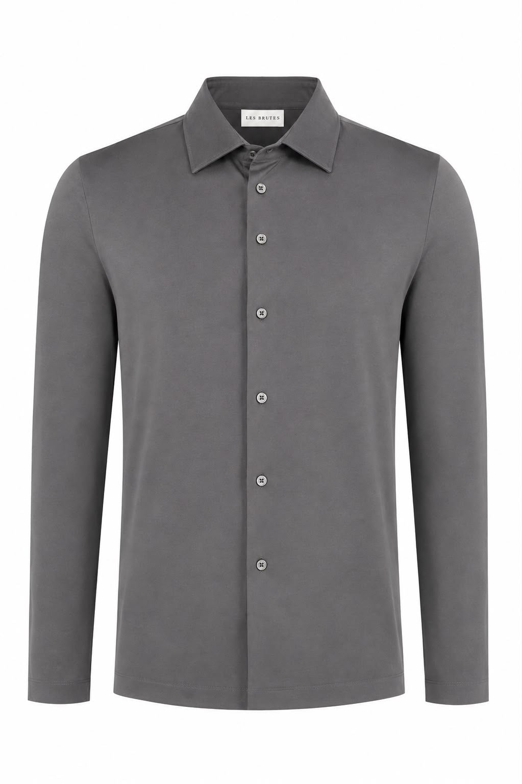 Luxury mercerised shirt in grey from Les Brutes for men. Crafted with double mercerised supima cotton for smart ocassions