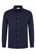 Luxury mercerised shirt in Navy from Les Brutes for men. Crafted with double mercerised supima cotton for smart ocassions