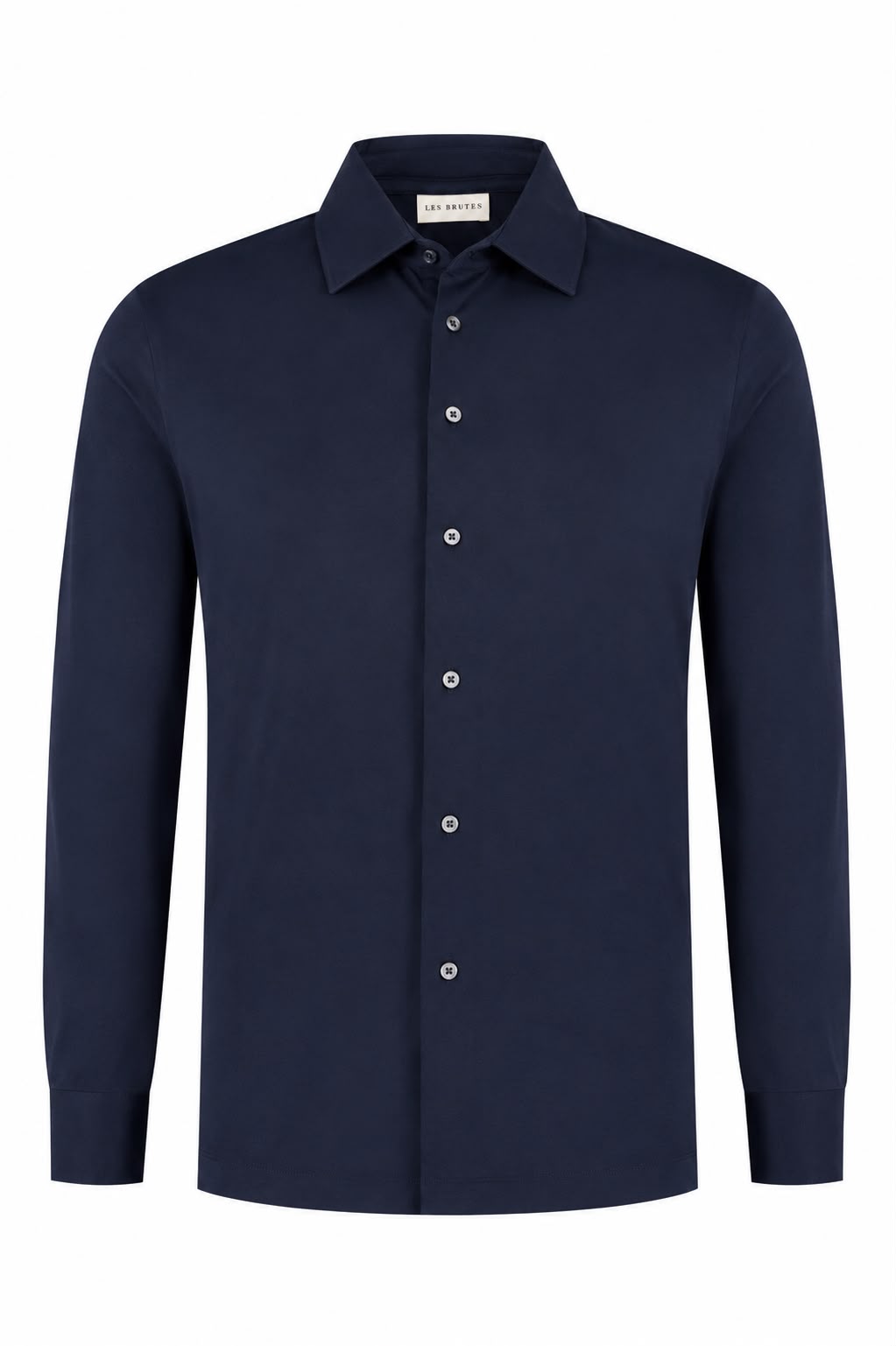 Luxury mercerised shirt in Navy from Les Brutes for men. Crafted with double mercerised supima cotton for smart ocassions