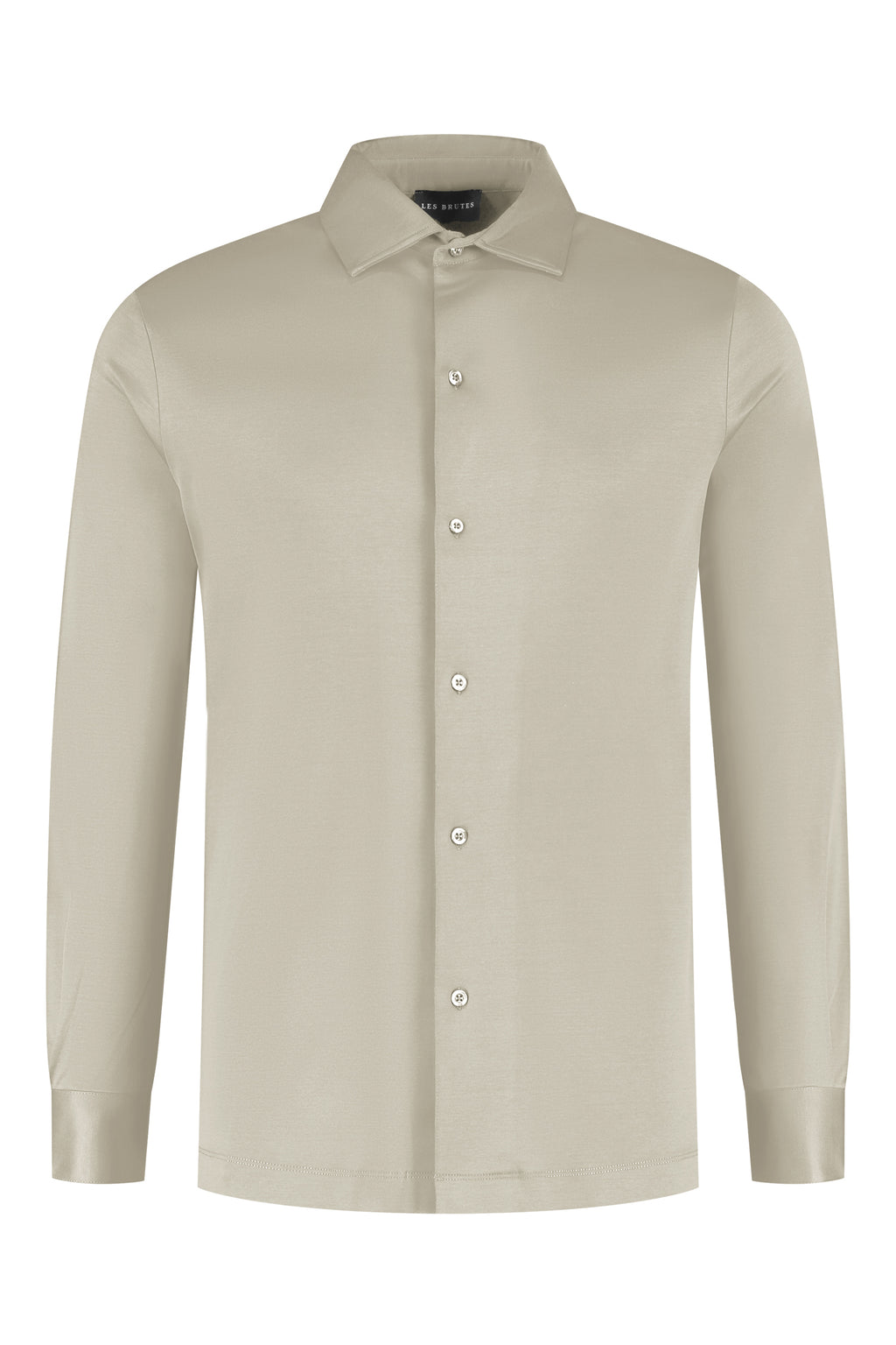 Les Brutes shirt beige mercerised overhemd taupe beige mercerised