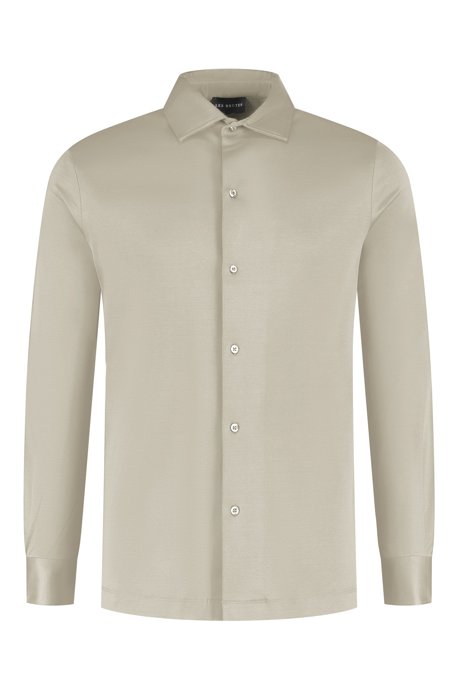 Les Brutes shirt beige mercerised overhemd taupe beige mercerised