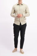 Les Brutes shirt beige mercerised overhemd taupe beige mercerised