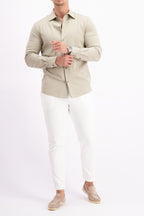 Les Brutes shirt beige mercerised overhemd taupe beige mercerised