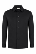 Luxury mercerised shirt in black from Les Brutes for men. Crafted with double mercerised supima cotton for smart ocassions