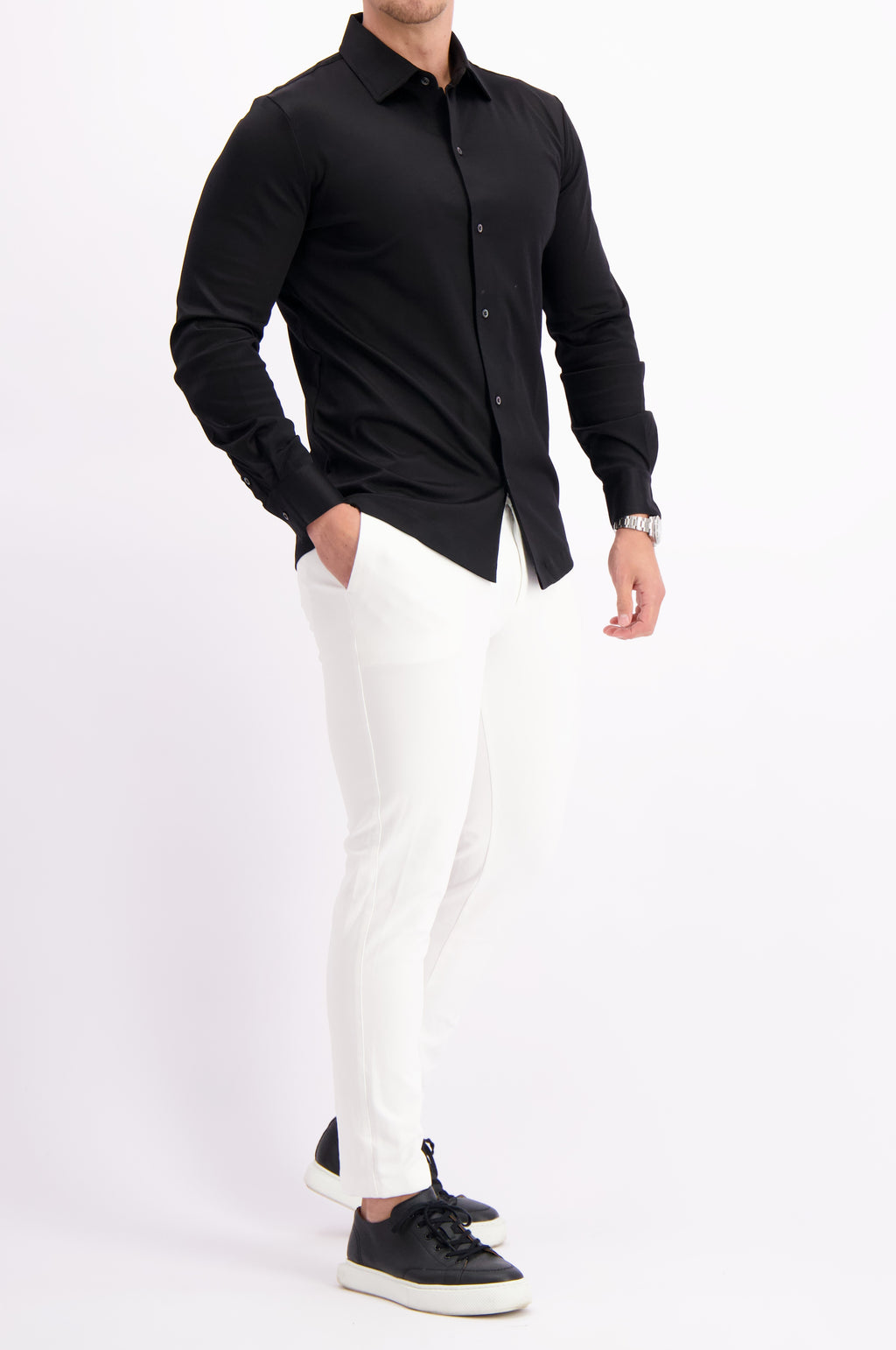 Les Brutes shirt black mercerised overhemd zwart mercerised