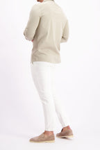 Les Brutes overhemd beige shirt in creme cuban collar mercerised shirt glans overhemd