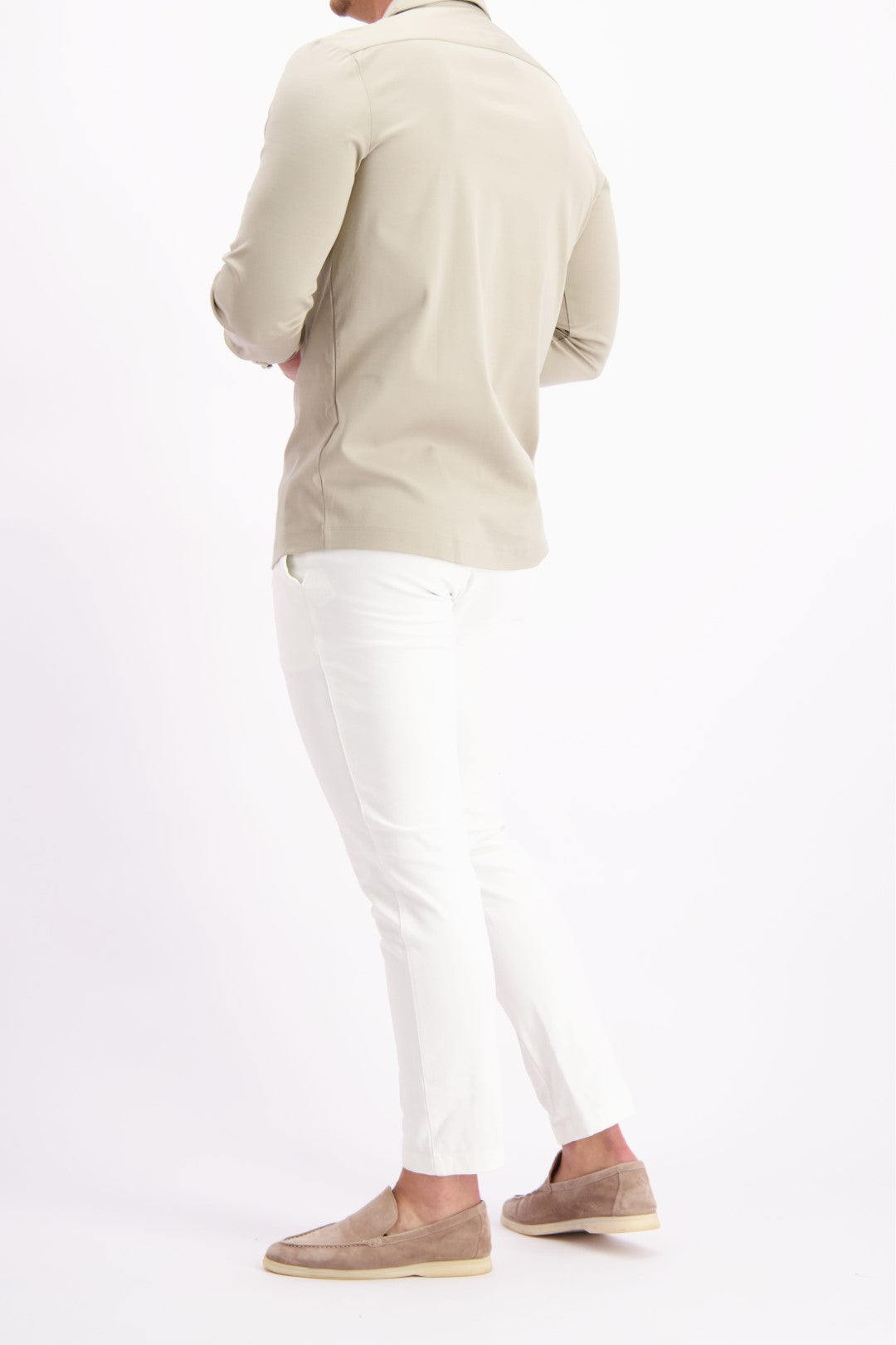 Les Brutes overhemd beige shirt in creme cuban collar mercerised shirt glans overhemd