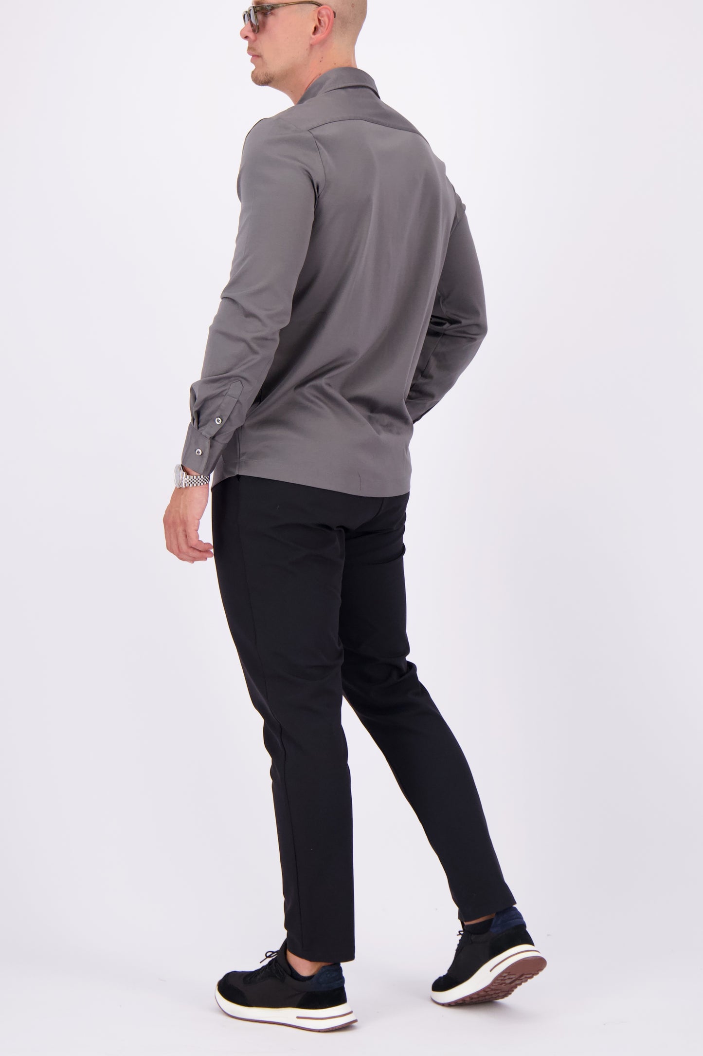 Les Brutes mercerised shirt dark grey formal shirt overhemd donkergrijs