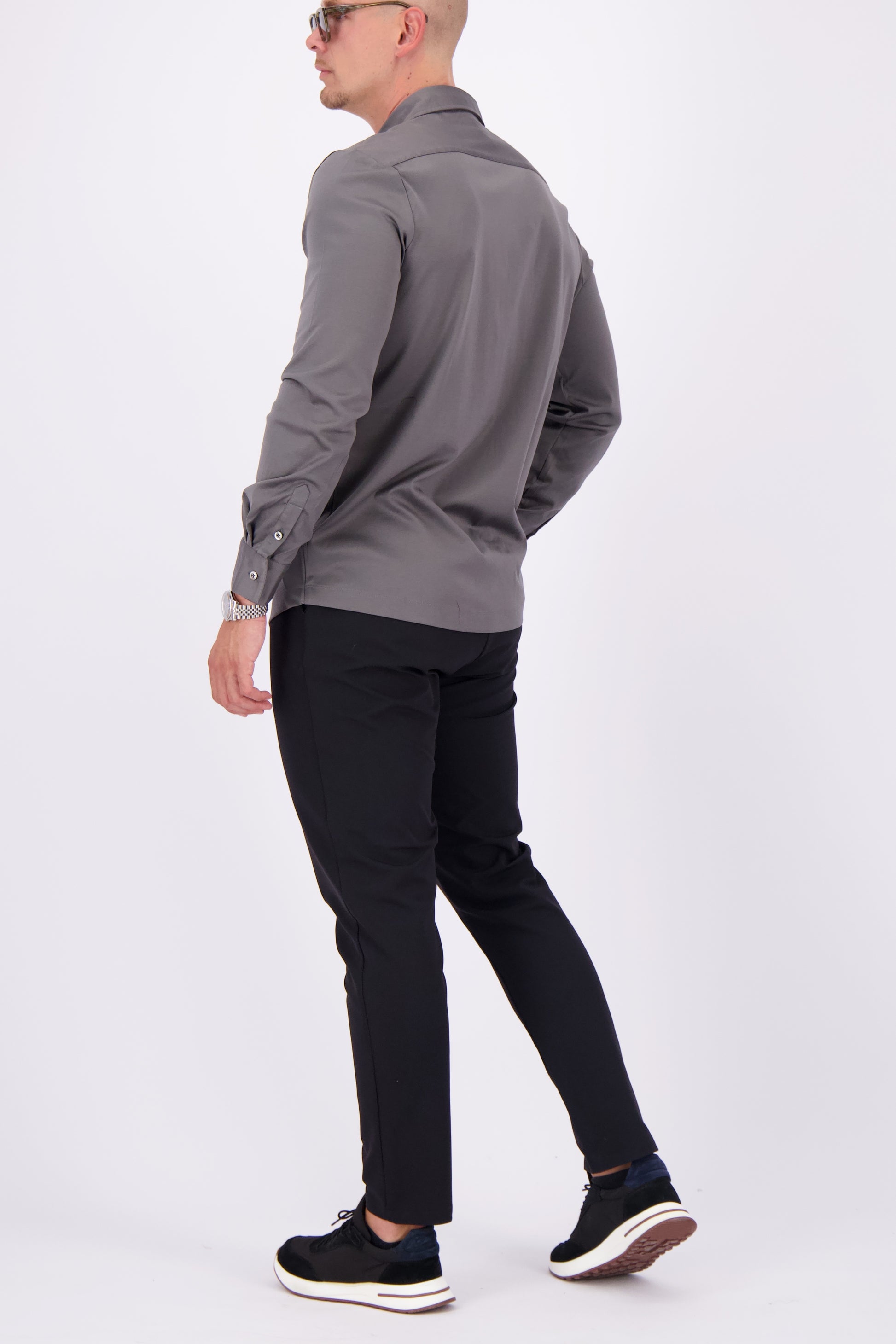 Les Brutes mercerised shirt dark grey formal shirt overhemd donkergrijs