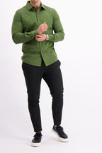 Les Brutes shirt green mercerised overhemd groen army mercerised