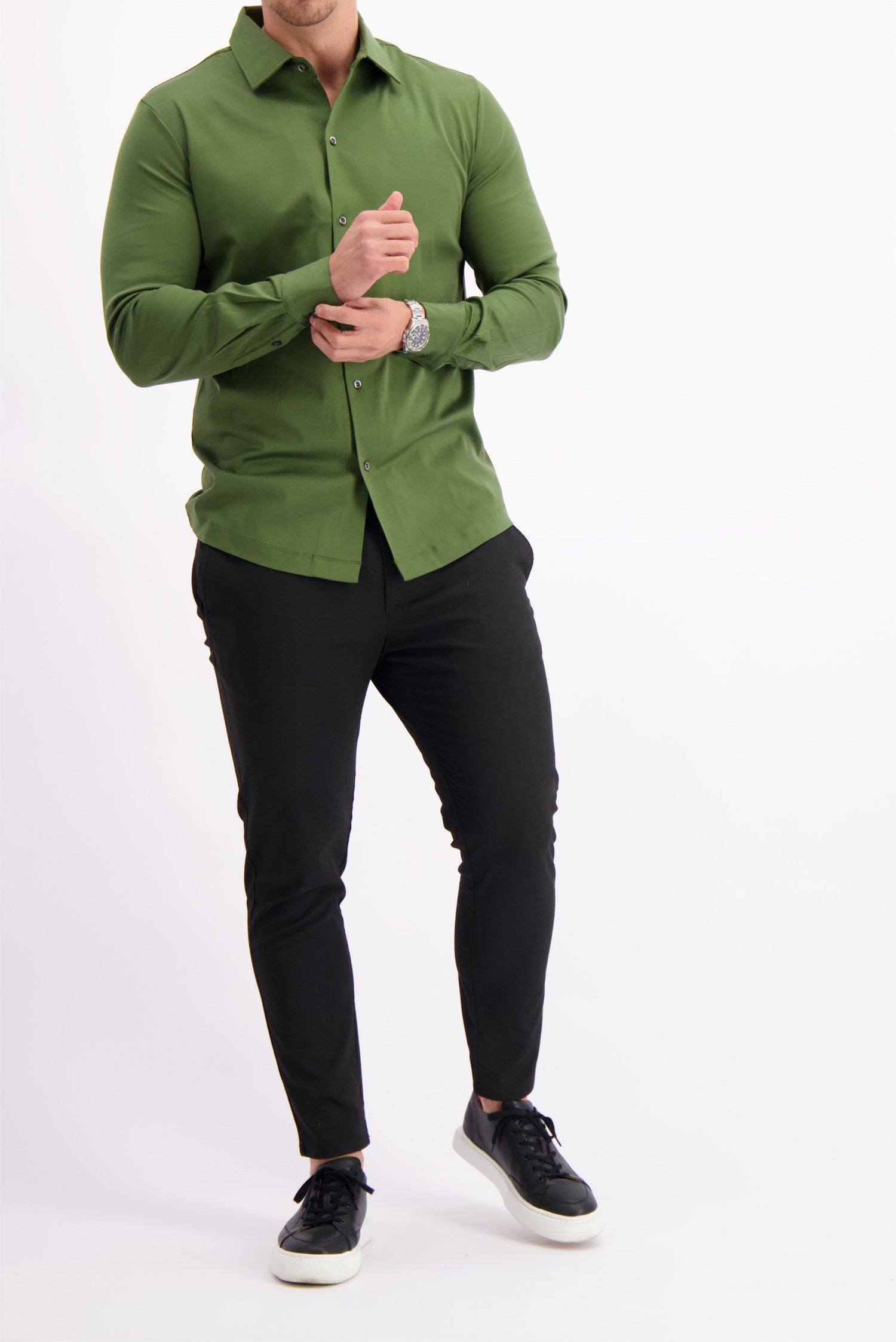 Les Brutes shirt green mercerised overhemd groen army mercerised