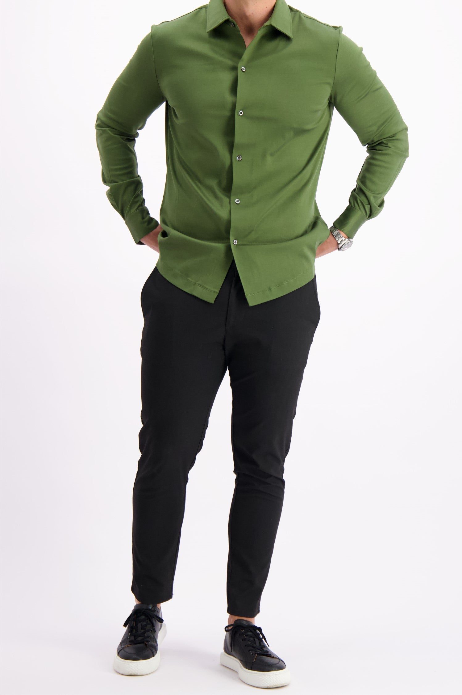 Les Brutes shirt green mercerised overhemd groen army mercerised