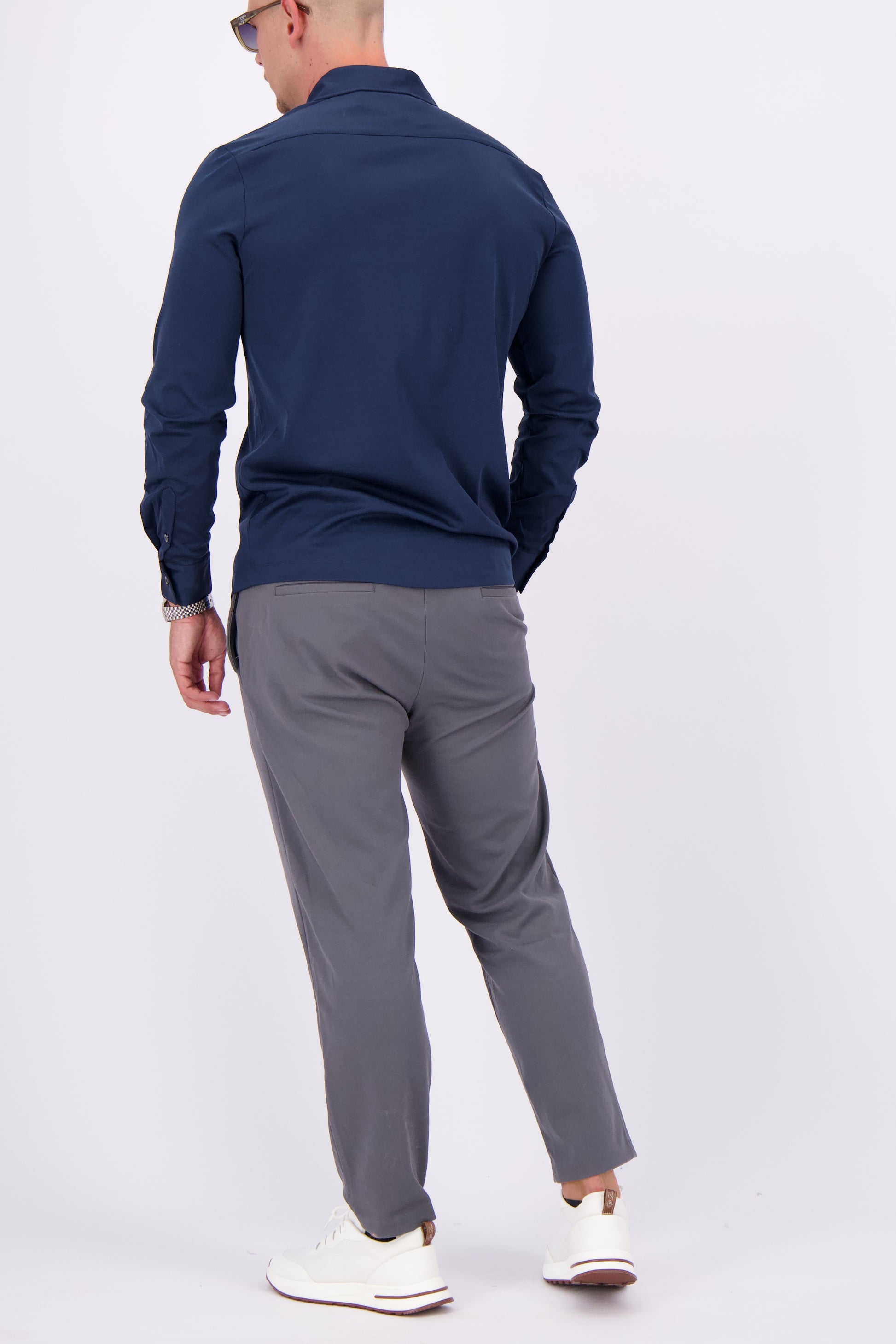 Les Brutes mercerised shirt dark blue navy formal shirt overhemd donkerblauw marine blauw