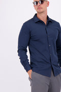 Les Brutes mercerised shirt dark blue navy formal shirt overhemd donkerblauw marine blauw