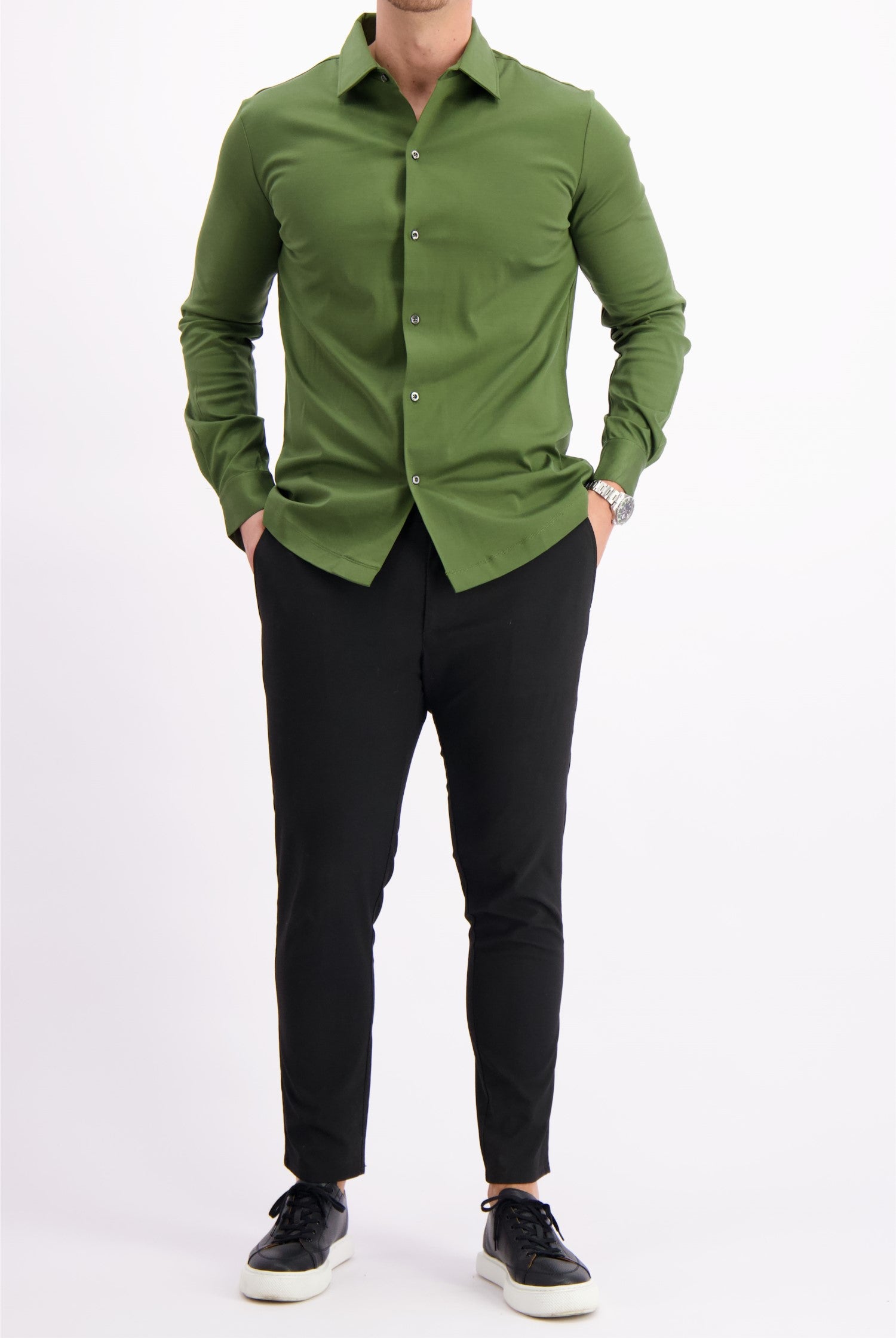 Les Brutes shirt green mercerised overhemd groen army mercerised