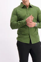 Les Brutes shirt green mercerised overhemd groen army mercerised