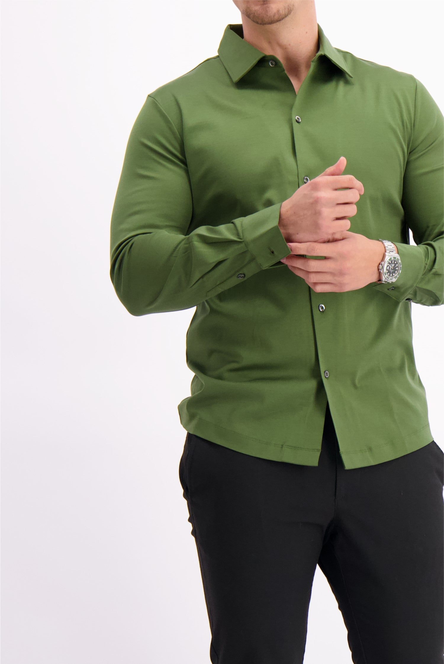 Les Brutes shirt green mercerised overhemd groen army mercerised