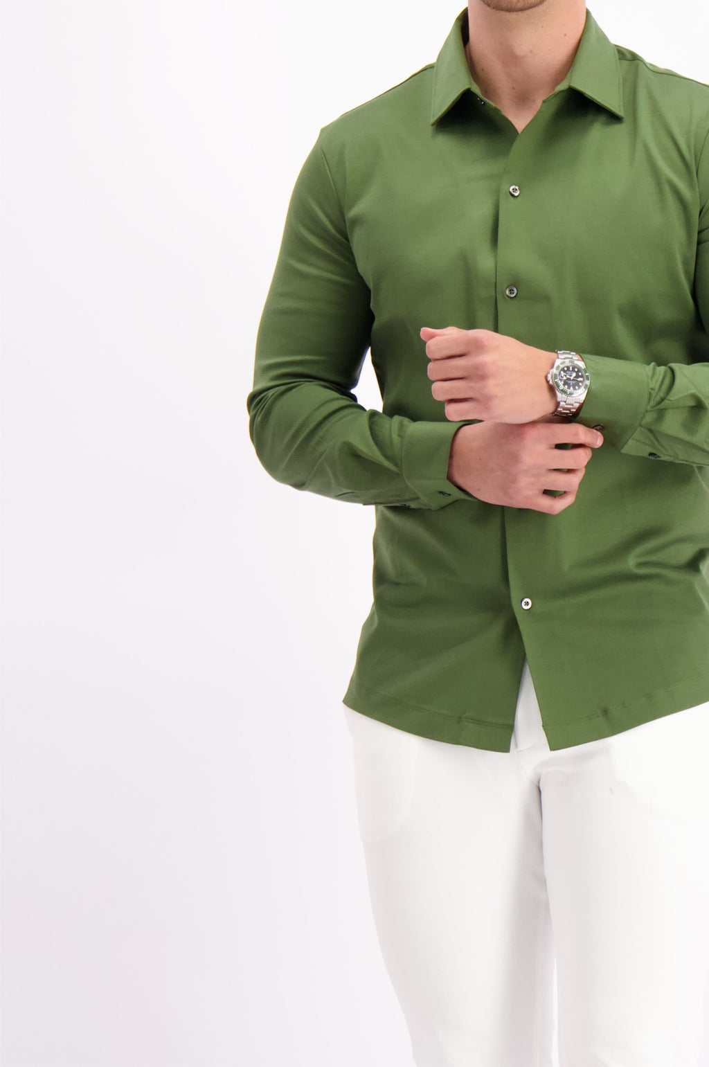 Les Brutes shirt green mercerised overhemd groen army mercerised
