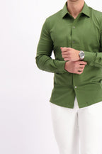 Les Brutes shirt green mercerised overhemd groen army mercerised