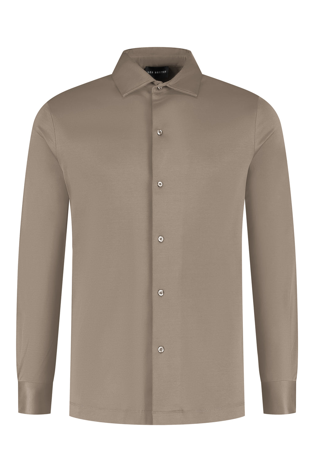 Les Brutes shirt taupe mercerised overhemd taupe beige mercerised