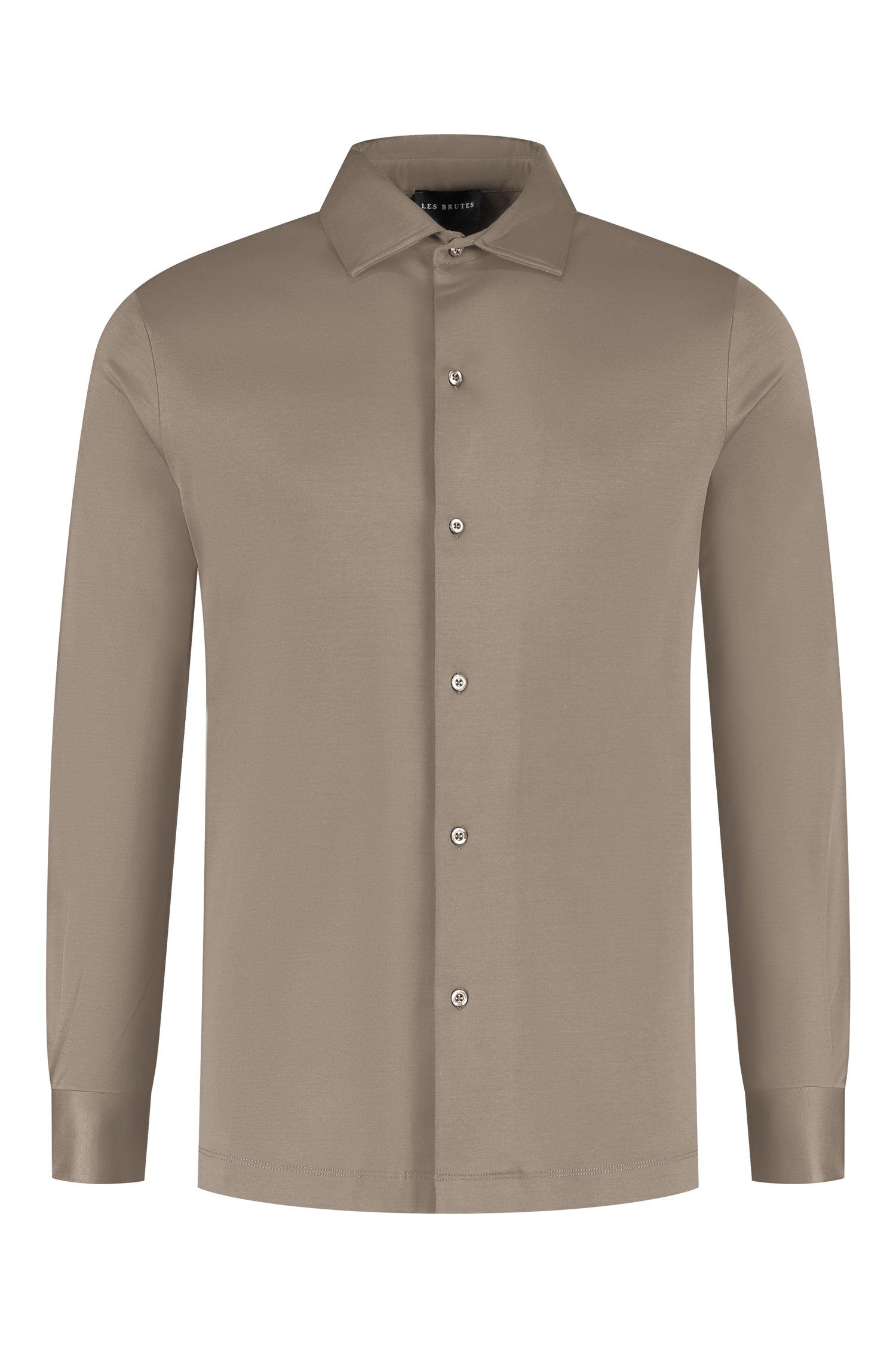 Les Brutes shirt taupe mercerised overhemd taupe beige mercerised