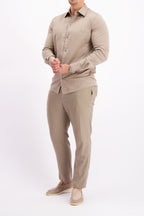 Les Brutes shirt taupe mercerised overhemd taupe beige mercerised