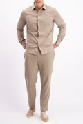 Les Brutes shirt taupe mercerised overhemd taupe beige mercerised