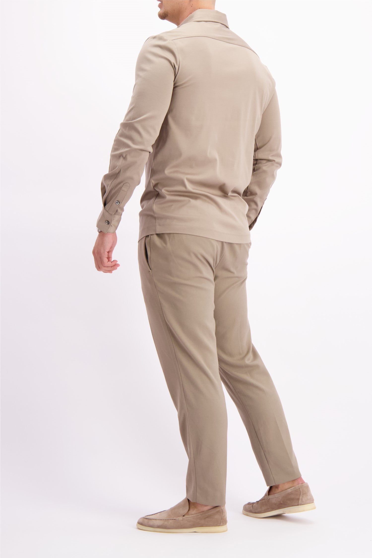 Les Brutes shirt taupe mercerised overhemd taupe beige mercerised